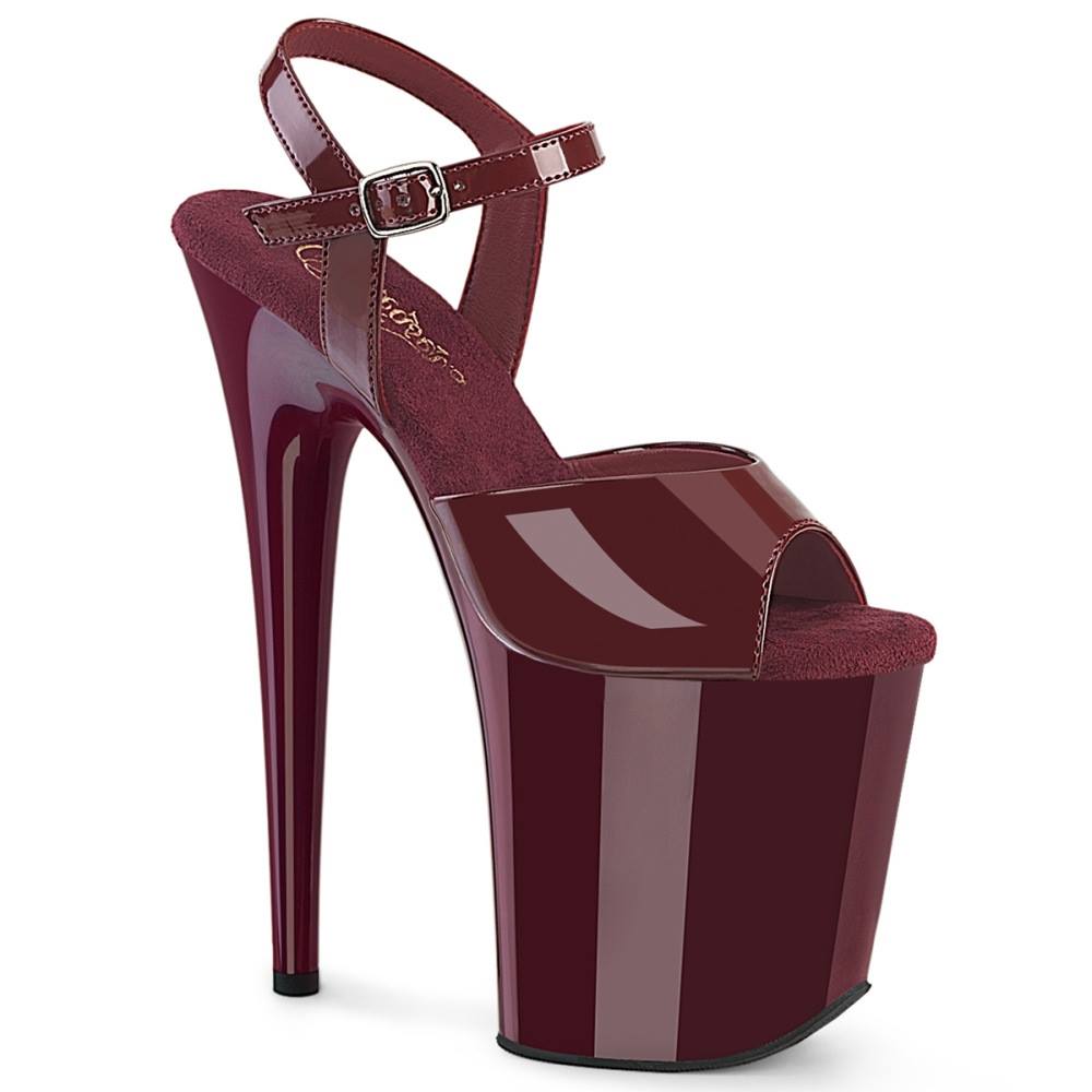 Pleaser - FLAMINGO809 Sandale à bride à la cheville, Pole dance chaussures - Bordeaux rouge Product image